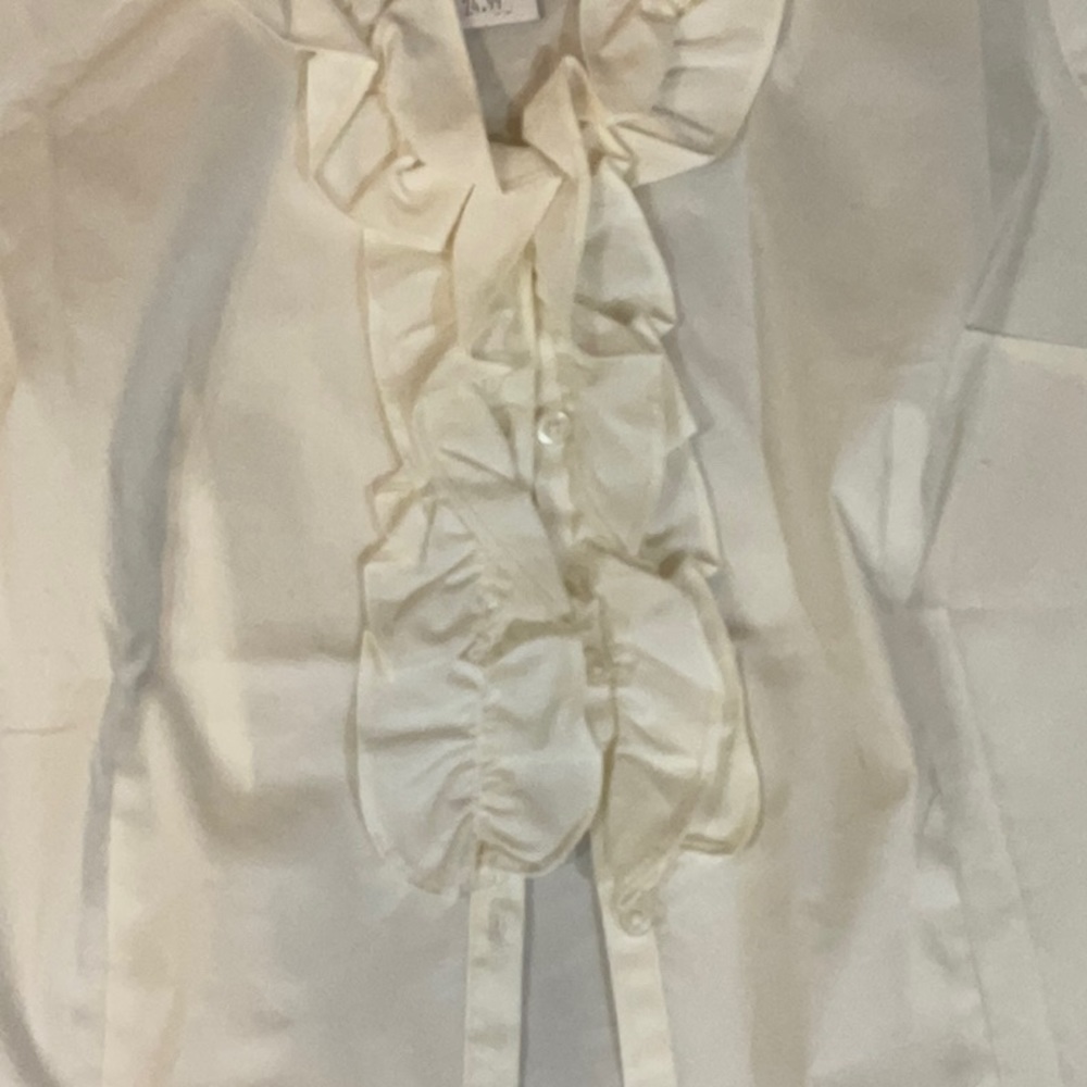 LOFT Ivory Ruffle Front Blouse - Picture 5 of 5